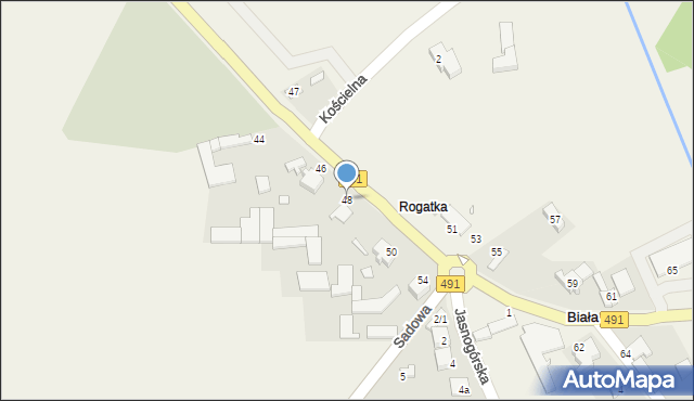 Biała, Częstochowska, 48, mapa Biała