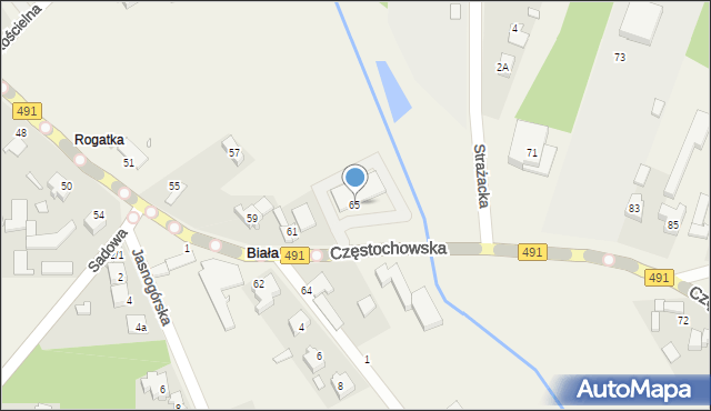 Biała, Częstochowska, 65, mapa Biała