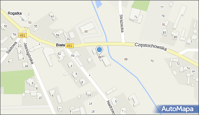 Biała, Częstochowska, 66, mapa Biała