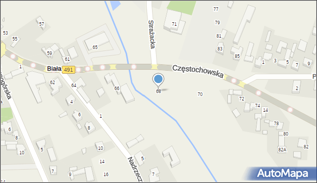 Biała, Częstochowska, 68, mapa Biała