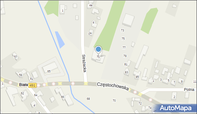 Biała, Częstochowska, 71, mapa Biała