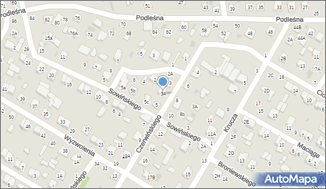 Biała Podlaska, Czerwińskiego Jana, 3A, mapa Białej Podlaskiej