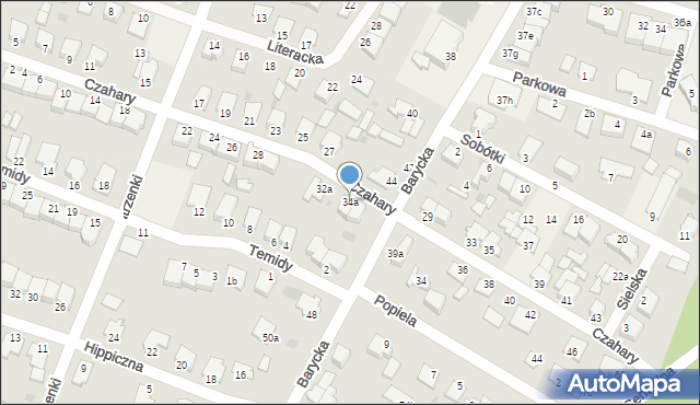 Białe Błota, Czahary, 34a, mapa Białe Błota