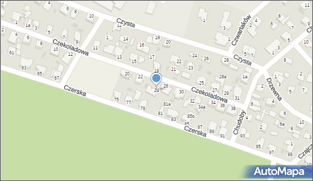 Białe Błota, Czekoladowa, 24, mapa Białe Błota