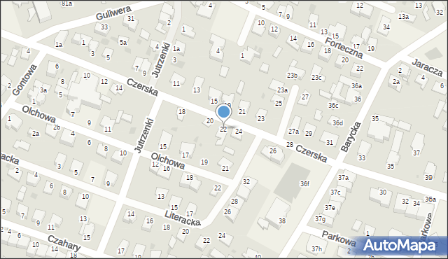 Białe Błota, Czerska, 22, mapa Białe Błota