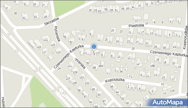 Białystok, Czerwonego Kapturka, 4, mapa Białegostoku