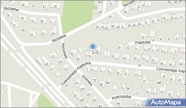 Białystok, Czerwonego Kapturka, 7, mapa Białegostoku