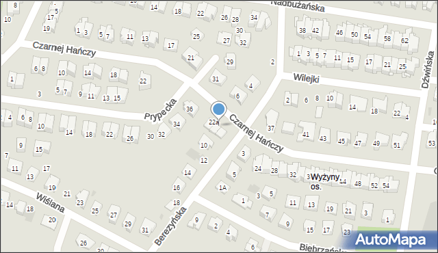 Białystok, Czarnej Hańczy, 22b, mapa Białegostoku