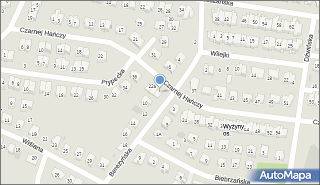 Białystok, Czarnej Hańczy, 22c, mapa Białegostoku