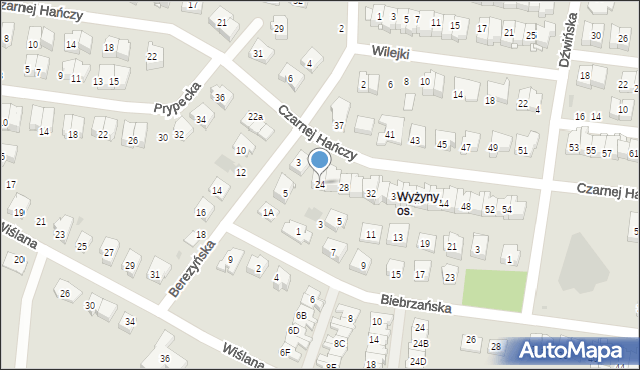 Białystok, Czarnej Hańczy, 24, mapa Białegostoku