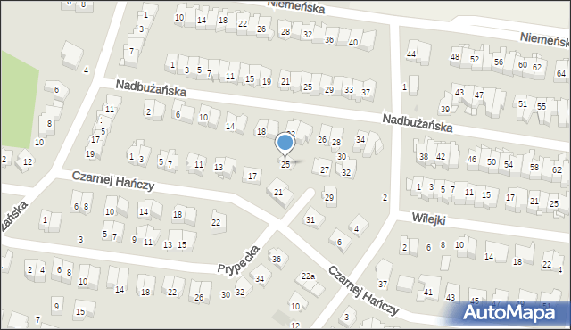 Białystok, Czarnej Hańczy, 25, mapa Białegostoku