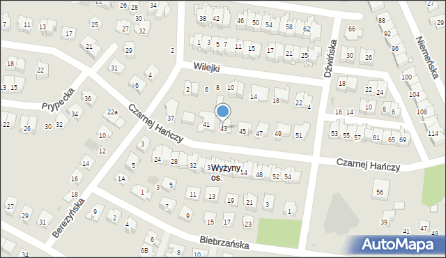 Białystok, Czarnej Hańczy, 43, mapa Białegostoku