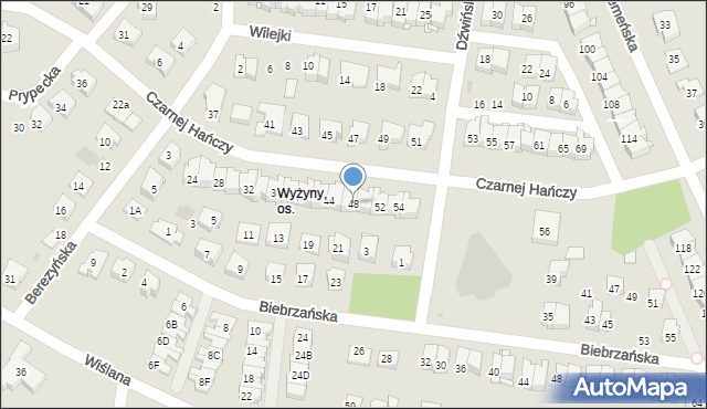 Białystok, Czarnej Hańczy, 48, mapa Białegostoku