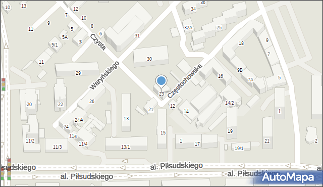 Białystok, Częstochowska, 23, mapa Białegostoku