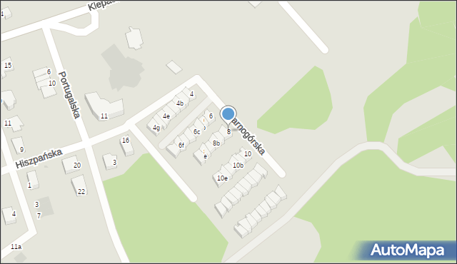 Białystok, Czarnogórska, 8, mapa Białegostoku