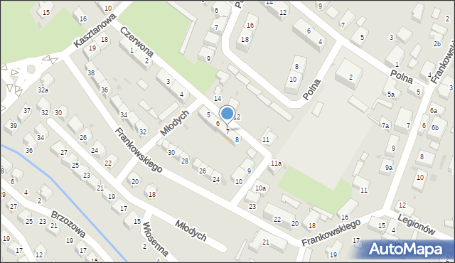 Bielawa, Czerwona, 7, mapa Bielawa