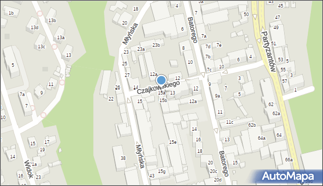 Bielsko-Biała, Czajkowskiego Piotra, 15a, mapa Bielsko-Białej