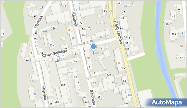 Bielsko-Biała, Czajkowskiego Piotra, 7, mapa Bielsko-Białej