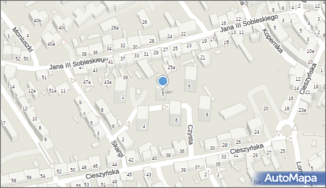 Bielsko-Biała, Czysta, 3, mapa Bielsko-Białej