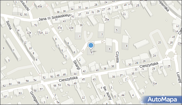 Bielsko-Biała, Czysta, 4, mapa Bielsko-Białej