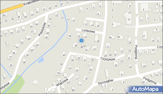 Bielsko-Biała, Czyżyków, 34, mapa Bielsko-Białej