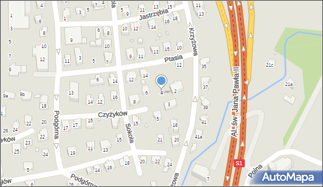 Bielsko-Biała, Czyżyków, 4, mapa Bielsko-Białej