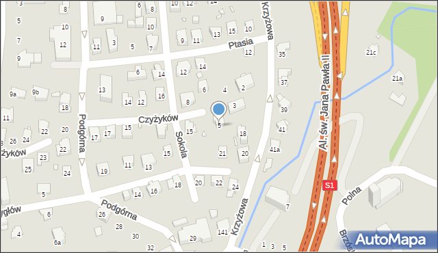Bielsko-Biała, Czyżyków, 5, mapa Bielsko-Białej