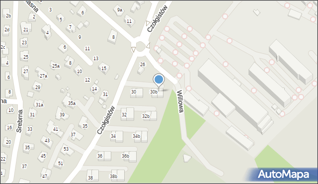 Bielsko-Biała, Czołgistów, 30c, mapa Bielsko-Białej