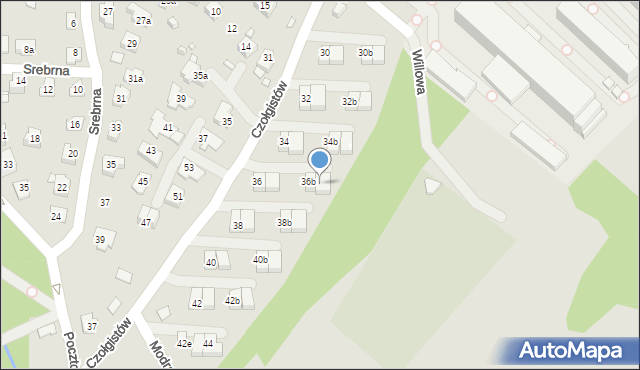 Bielsko-Biała, Czołgistów, 36c, mapa Bielsko-Białej