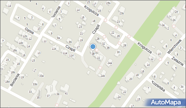 Bielsko-Biała, Czapli, 18, mapa Bielsko-Białej
