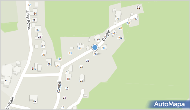 Bielsko-Biała, Czupel, 26, mapa Bielsko-Białej