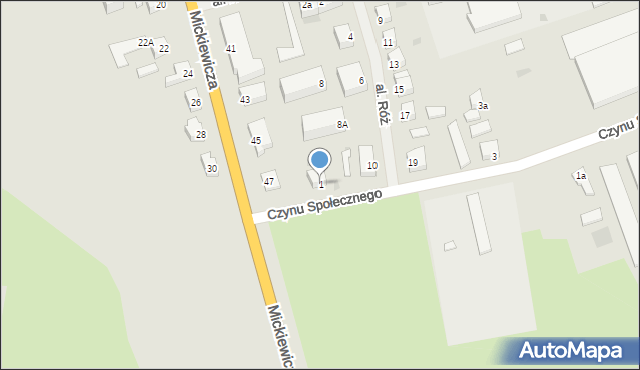 Biskupiec, Czynu Społecznego, 1, mapa Biskupiec