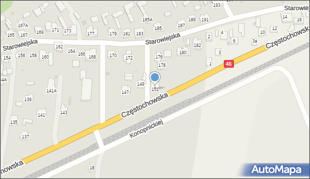 Blachownia, Częstochowska, 151, mapa Blachownia