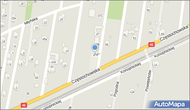Blachownia, Częstochowska, 47A, mapa Blachownia