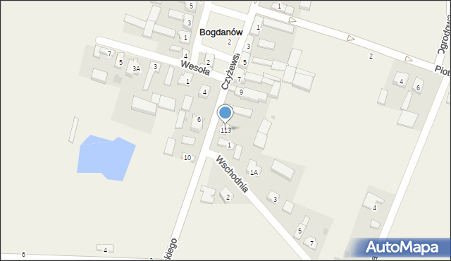 Bogdanów, Czyżewskiego Ludwika, gen., 113, mapa Bogdanów