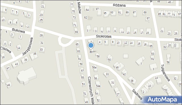 Bolesławiec, Czerwonych Maków, 60, mapa Bolesławca