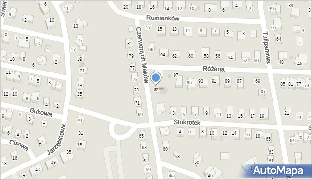 Bolesławiec, Czerwonych Maków, 62, mapa Bolesławca