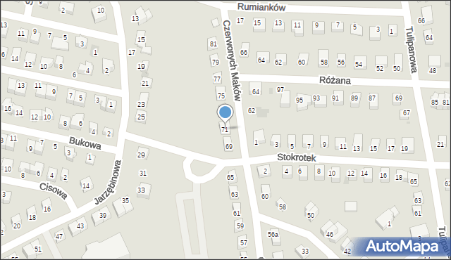Bolesławiec, Czerwonych Maków, 71, mapa Bolesławca
