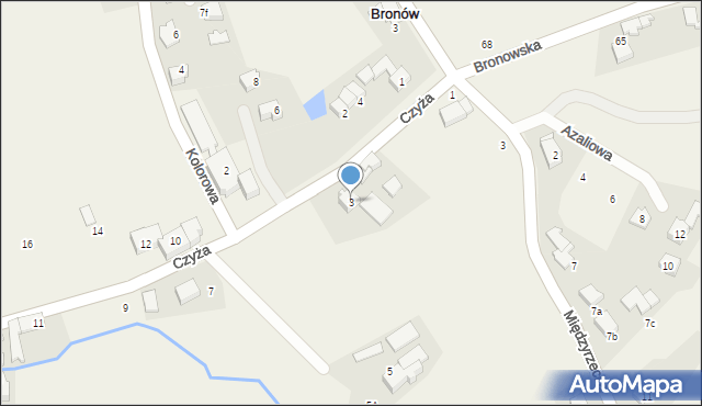 Bronów, Czyża Alojzego, 3, mapa Bronów