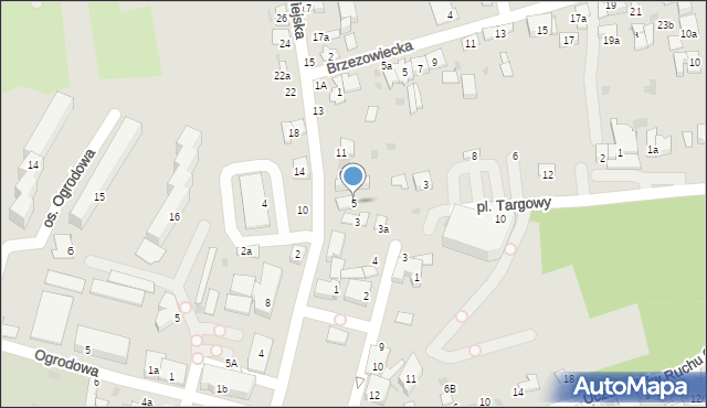 Brzesko, Czarnowiejska, 5, mapa Brzesko