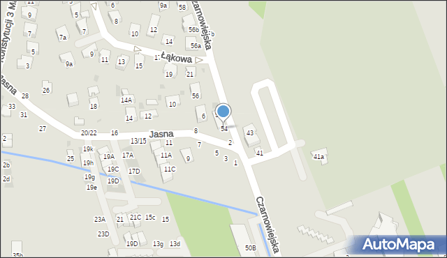 Brzesko, Czarnowiejska, 54, mapa Brzesko