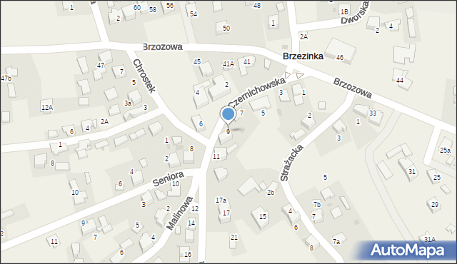 Brzezinka, Czernichowska, 9, mapa Brzezinka