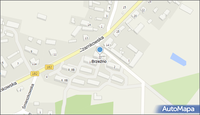 Brzeźno, Czarnkowska, 12, mapa Brzeźno