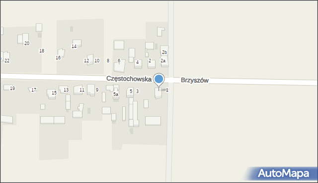 Brzyszów, Częstochowska, 1, mapa Brzyszów