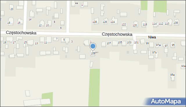 Brzyszów, Częstochowska, 109, mapa Brzyszów