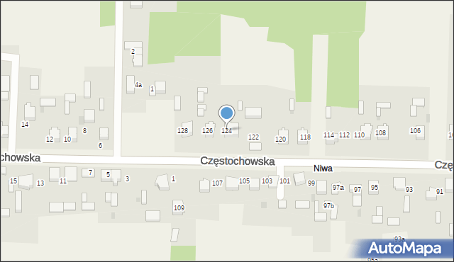 Brzyszów, Częstochowska, 124, mapa Brzyszów