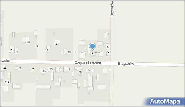 Brzyszów, Częstochowska, 4, mapa Brzyszów
