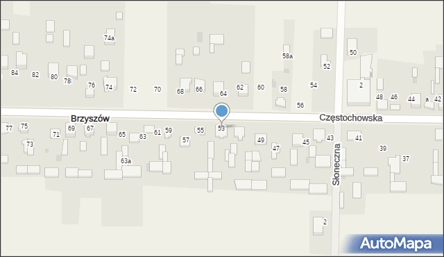 Brzyszów, Częstochowska, 53, mapa Brzyszów