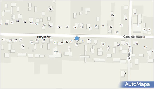 Brzyszów, Częstochowska, 57, mapa Brzyszów