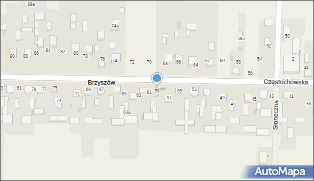 Brzyszów, Częstochowska, 59, mapa Brzyszów